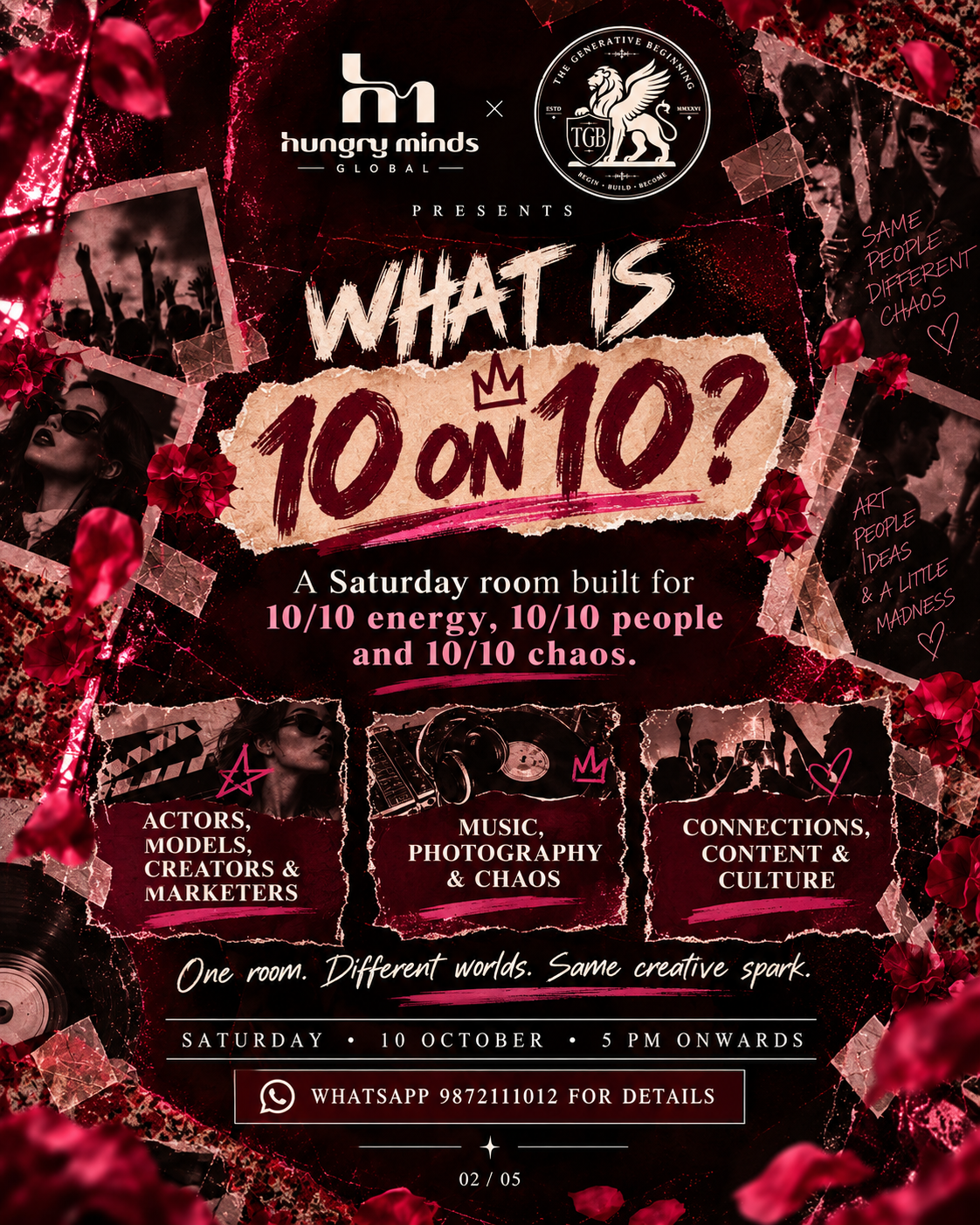 What is 10 on 10 poster explaining ten creators making ten reels in one room